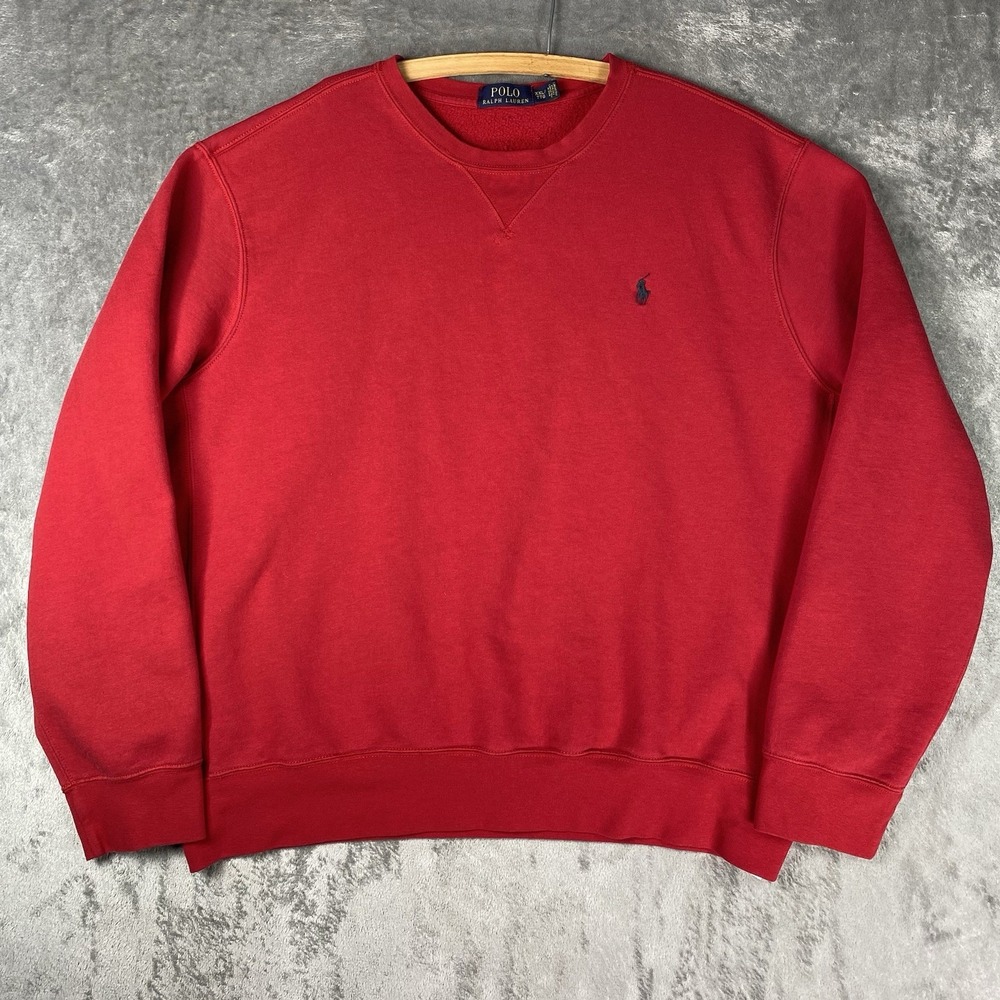 Polo Ralph Lauren Sweatshirt Mens XXL Red Blank Preppy Pony Pullover Crewneck